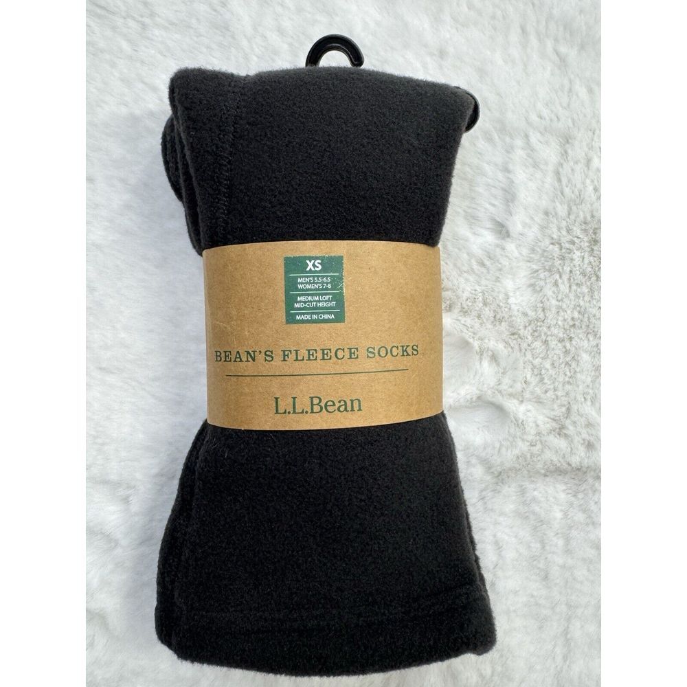 LL Bean Bean's Fleece Socks Black Size XS Women 7 - 8 / Men 5.5 - 6.5 Mid-Calf